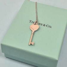 Tiffany & Co. Return To Round Large Key Pendant Sterling Silver Necklace 16"