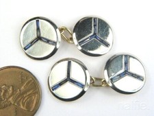 ANTIQUE FRENCH 14K GOLD & PLATINUM SAPPHIRE ART DECO PERIOD CUFFLINKS c1930's