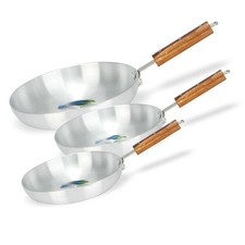 Aluminium Fry Pan With Wooden Handle 24, 26, 28 CM HEAVY DUTY Catering