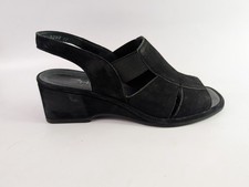 Rohde Black Nubuck Leather Low Wedge Sandals Uk 5 F