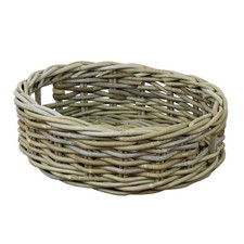 Grey & Buff Rattan Oval Storage Baskets Empty Hamper Woven Wicker Basket Food