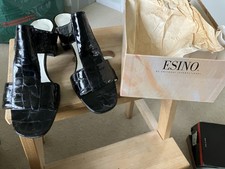 Esino Women'sslip On Heeled Shoes Black Patent Size 40