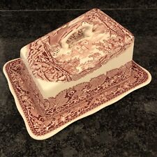 Mason's Patent Ironstone Vintage Cheese Dish & Cover Red Vista Pattern. VGC