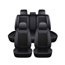 Black PU Leather Full Set Seat Covers Protectors Padded 5-seat For Kia Hyundai