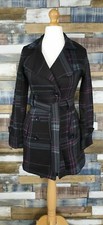 Urban Diva Black Striped Cotton Blend Ladies Belted Pea Coat Size S