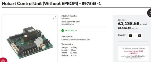 Hobart 897545 control unit - hobart,
