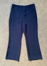 Country Casuals Petite Silk Trousers High Rise Straight Navy UK 14