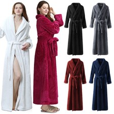 Ladies Womens Bathrobe Long Fleece Dressing Gown Luxury Winter Housecoat Robe