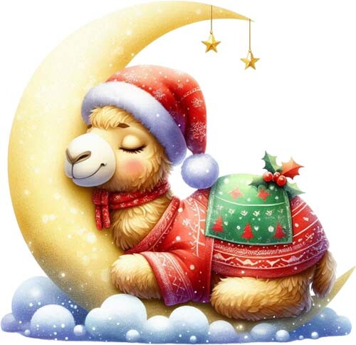Colour christmas camel moon - camel,