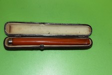 Antique 1910 9ct Long Gold Amber Cheroot Holder in Original Antique Case.