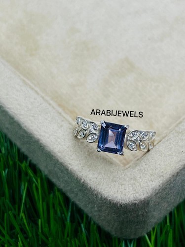 Emerald cut alexandrite ring - emerald,