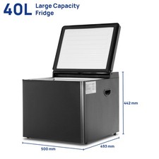 Smad 40L 3-Way Camping Fridge - 12V/220V/Gas, Silent, Black, Top Open Door