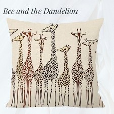 Group of Giraffes Light Linen Canvas Cushion COVER 45cms x 45cms