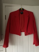 Zara red short jacket viscose