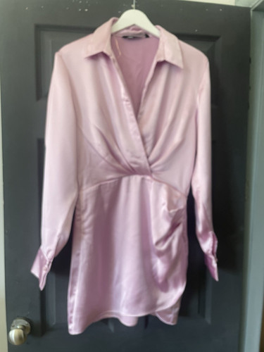 Zara pink satin collared - zara,
