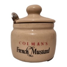 Vintage Bourne Denby Colman’s French Mustard Pot with Lid & Spoon - Stoneware