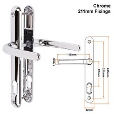 Composite Door Handle Pair uPVC Sprung Lever Set 92PZ 211mm Fixings Ultion Sweet