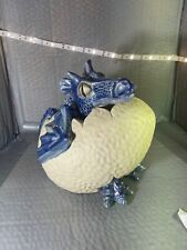 The Potting Shed Vintage Large Pottery Ceramic Hatching Blue Dragon Egg Rare