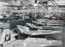 Saab 32 Lansen Fighter Aircraft Production Line - Original photo