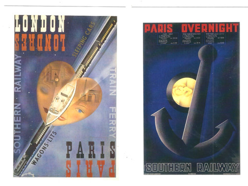 Railway poster 2 postcards - poster,