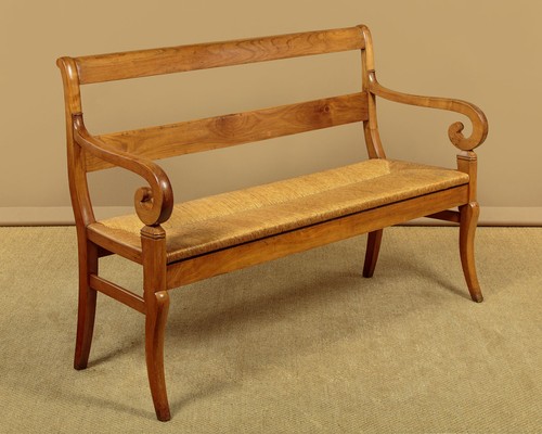 Antique french cherrywood rush - cherrywood,