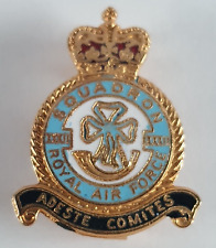 RAF Royal Air Force Enamel Badge XXXII Squadron - ADESTE COMITES - QC British