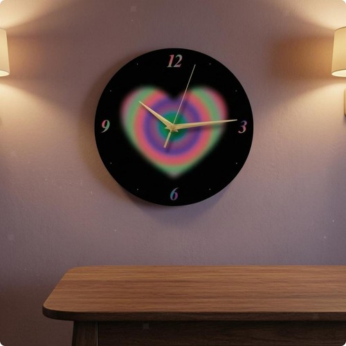Round wall clock heart - round, heart-shaped