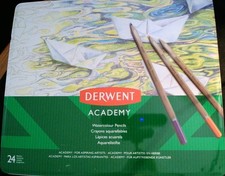 Derwent Academy Watercolour Pencils. 24 pack in tin. For aspiring artists.