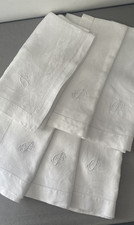6 Vintage French Linen Damask