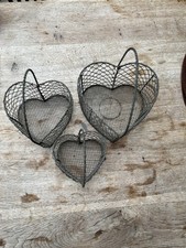 Grey Heart Shaped Wire Baskets Set Of 3