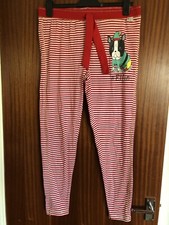 Primark red/white stripe pyjama bottoms with Elf pug motif size L
