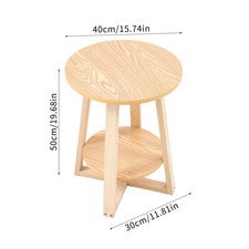 Small Oak Wooden Round Sofa Side Table Coffee End Table 2 Tier Shelf Living Room