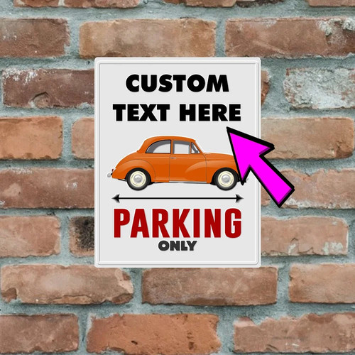 Custom man cave metal parking - man,