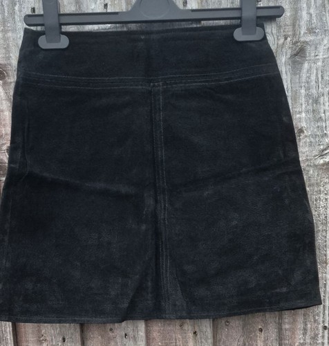 Vintage black real suede skirt - vintage,
