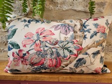 Zoffany Coromandel Floral Print Indigo Linen mix & Blue Velvet Cushion Cover A