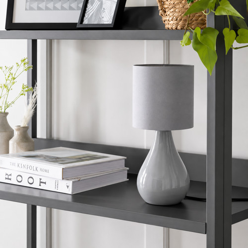 Grey ceramic table lamp - grey,