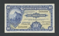 GIBRALTAR 10 shillings 1958