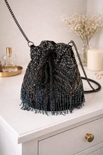 Zara Beaded Fringe Bucket Bag