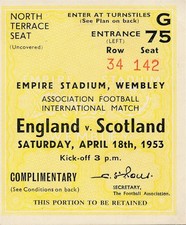 TICKET: ENGLAND v Scotland (Home International) 1953 - EXCELLENT