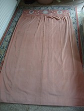 Pair Vintage Lined Velvet Dusky Pink Curtains 290cm wide x 208cm long VGC 