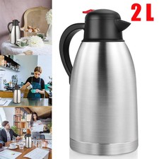 New Stainless Steel Double Wall 2 L Jug Vacuum Thermos Flask Teapot Coffee Pot