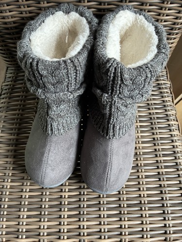 Grey fluffy slipper boots - slipper,