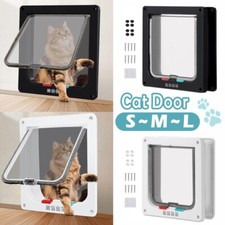 Pet Door 4 WAY Locking Dog Cat Flap Magnetic White Frame Small Medium Large