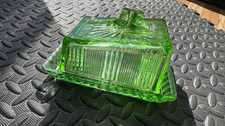 Vintage Green Pressed Glass