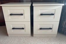 Beautiful bespoke Pair Bedside Cabinets Cream with 2 Soft Close Drawers New
