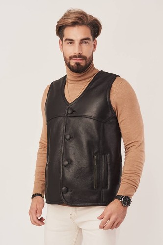 Men black premium sheepskin - black,