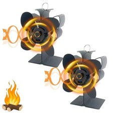 Domfish 2 PCS Log Burner Fan Stove Fan 4 Blades Wood Burning Fireplace Fan 6LB