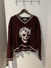 Heaven Can Wait HCW London Skull V-Neck Sweatshirt Jumper Wool Size L