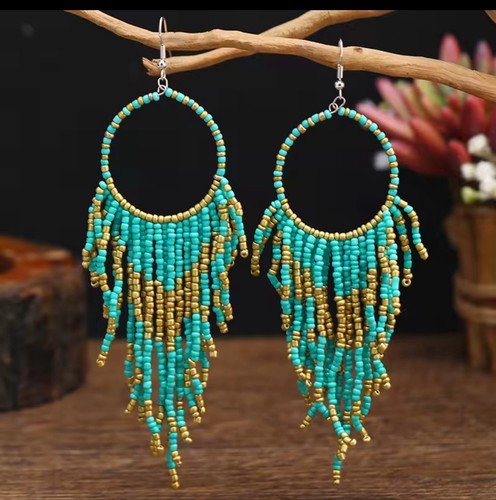 Large gold turquoise - &, beaded