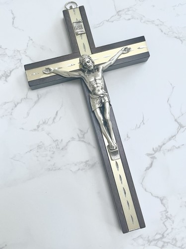 Wooden crucifix with brass - crucifix,